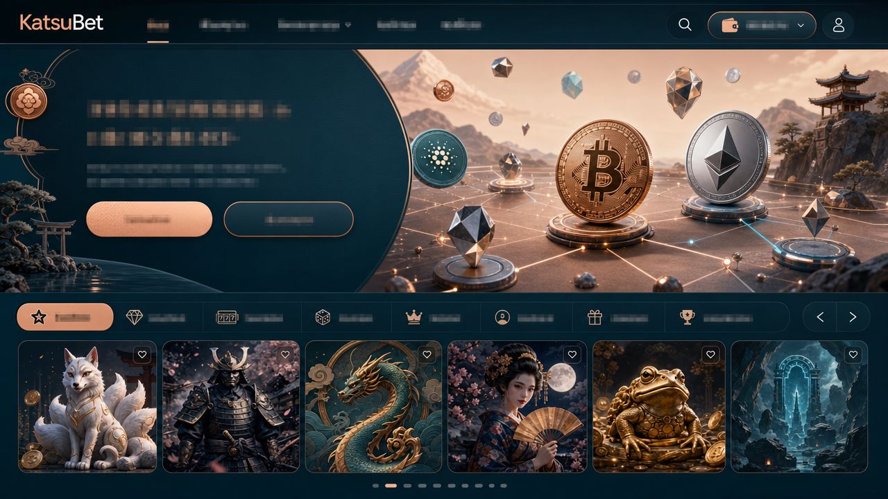Startseite von KatsuBet mit Spielkategorien und Slot-Übersicht